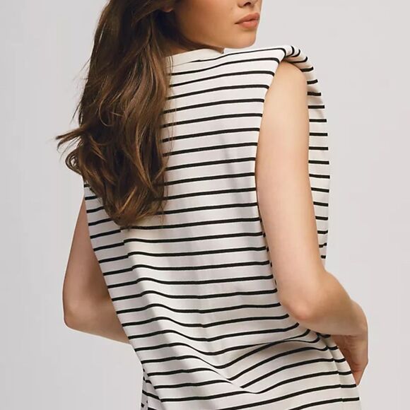 Anthropologie Black and White Boxy Muscle Tee - Picture 12 of 12
